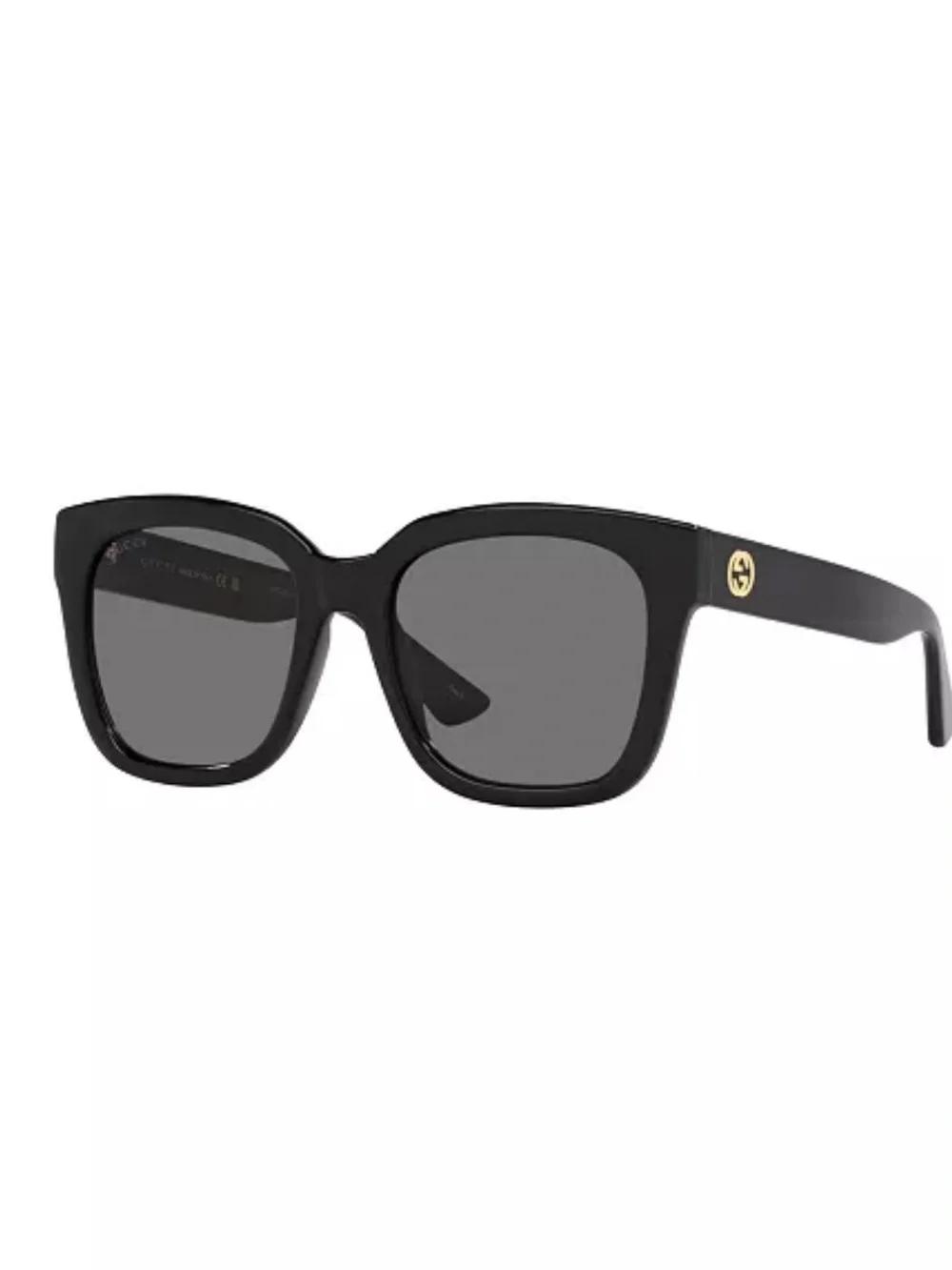 Gucci Black Square Women's Sunglasses with Gold Logo Accent Gucci GG1338S 001